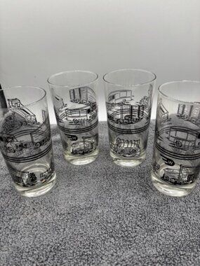 Set Of 4 Flying W. Logo Moving,Storage, & Trucking 12oz Drinking Glasses